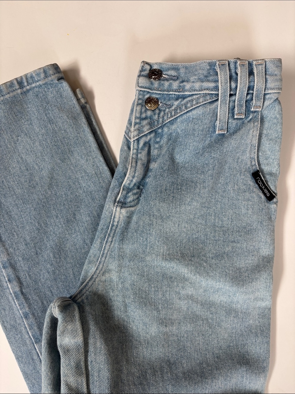 Rockies Rocky Mtn Slim Long Rise Jeans Vintage Western Blue XL Inseam Womens 7/8